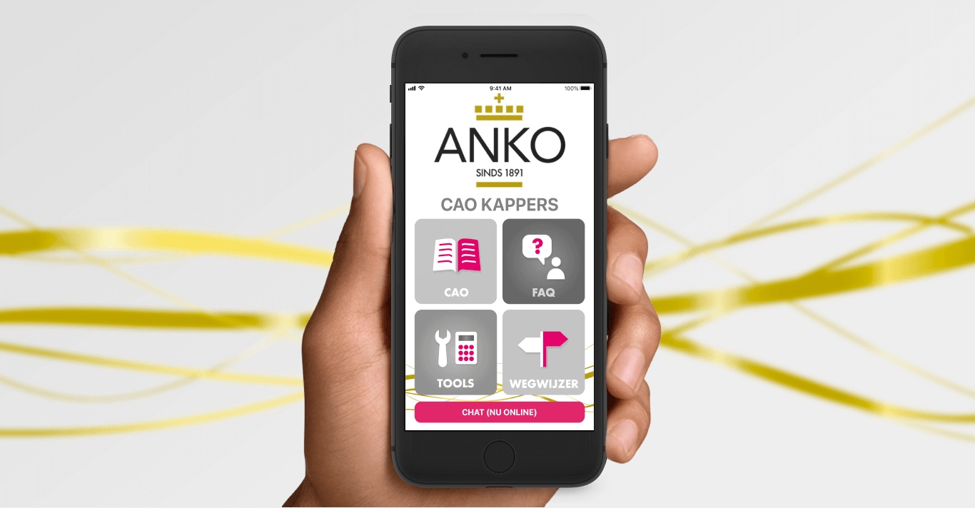 Afbeelding van een telefoon met de ANKO Ondernemers app