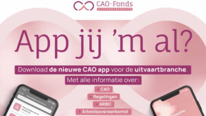 Poster van CAO-Fonds Uitvaartbranche die de CAO Uitvaartbranche app promoot